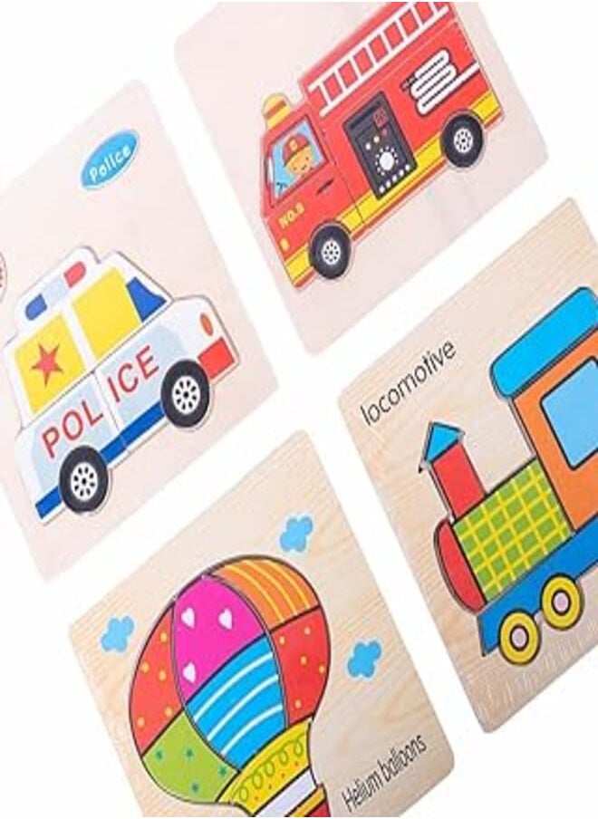 Generic Wooden educational blocks with different shapes set of 4 pieces for kids - multi color 