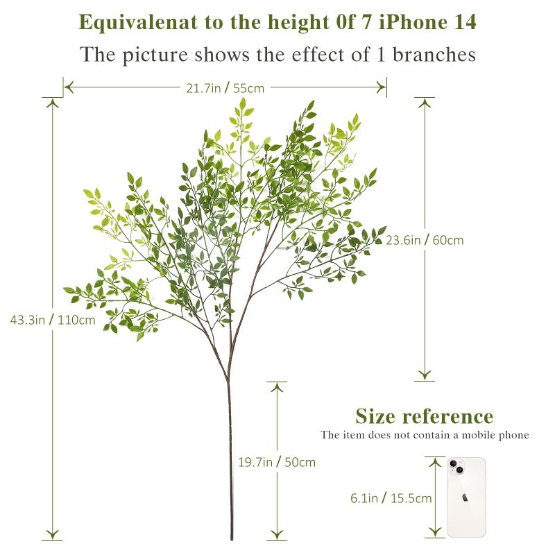 Dremisland Artificial Plants 2PCS 43.3 Inch Artificial Greenery for Vase, Artificial Green Stems Tall Lucky Bamboo Plants Fake Shrubs Faux Branches Greenery for Home Wedding Garden Office Home Decor - Image 3