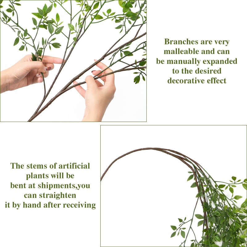 Dremisland Artificial Plants 2PCS 43.3 Inch Artificial Greenery for Vase, Artificial Green Stems Tall Lucky Bamboo Plants Fake Shrubs Faux Branches Greenery for Home Wedding Garden Office Home Decor - Image 5