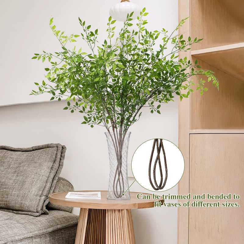 Dremisland Artificial Plants 2PCS 43.3 Inch Artificial Greenery for Vase, Artificial Green Stems Tall Lucky Bamboo Plants Fake Shrubs Faux Branches Greenery for Home Wedding Garden Office Home Decor - Image 4