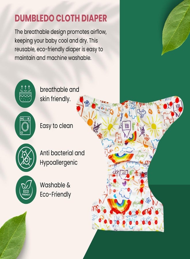 Dumbledo Premium Cloth Diaper with Cotton Insert (Pack of 3) | Hypoallergenic | Reusable & Washable | Adjustable Snaps | Ideal for Toddlers | 3 Months - 3 Years | Unisex Baby - Image 3