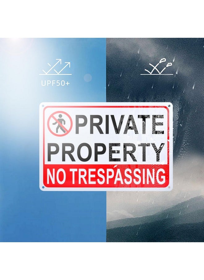 Kichwit 4 Pack Private Property No Trespassing Yard Sign, Aluminum, 11 3/4" X 8", For Home & Outdoor Use, Can Be Applied On Wall, Fence, Gate, Trees  - Image 1