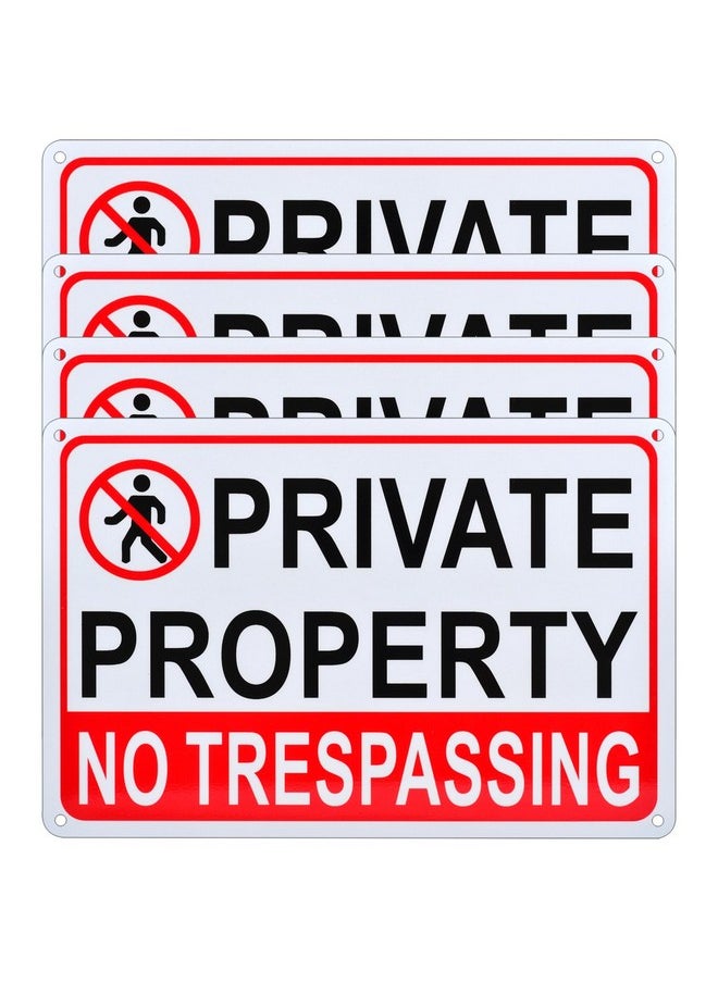 Kichwit 4 Pack Private Property No Trespassing Yard Sign, Aluminum, 11 3/4" X 8", For Home & Outdoor Use, Can Be Applied On Wall, Fence, Gate, Trees  - Image 2
