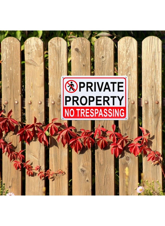Kichwit 4 Pack Private Property No Trespassing Yard Sign, Aluminum, 11 3/4" X 8", For Home & Outdoor Use, Can Be Applied On Wall, Fence, Gate, Trees  - Image 3