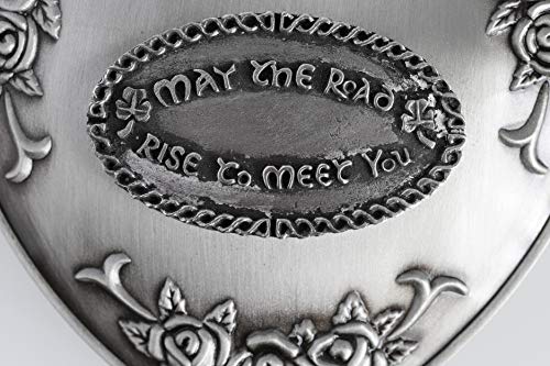 Biddy Murphy Irish Gifts Irish Jewelry Box Heart-Shaped May the Road Rise Medallion Pewter Made in Ireland - Image 4