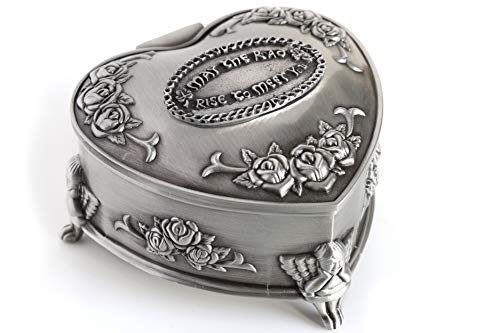 Biddy Murphy Irish Gifts Irish Jewelry Box Heart-Shaped May the Road Rise Medallion Pewter Made in Ireland - Image 1