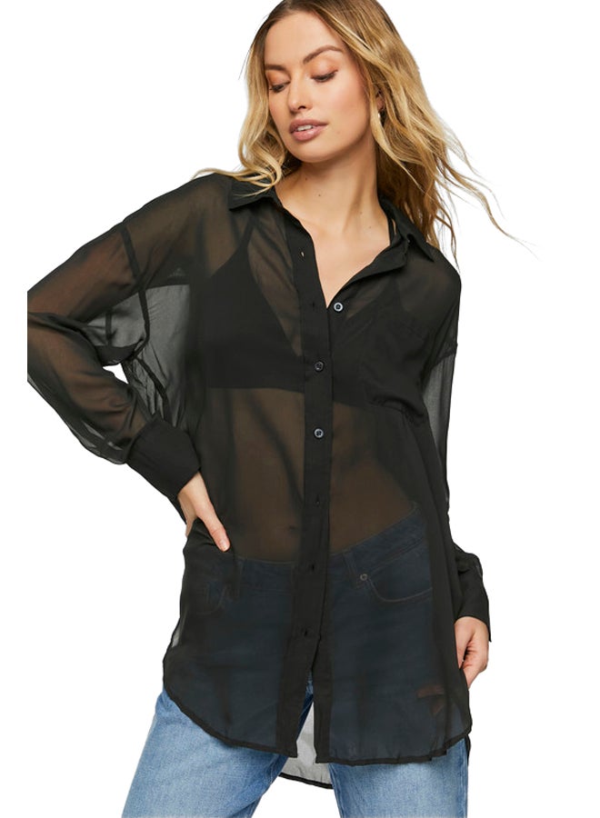 FOREVER 21 BUTTON DOWN WOVEN TOP - Image 1
