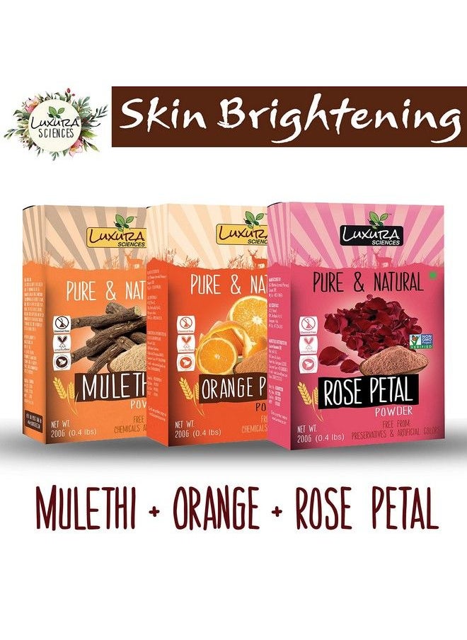 Luxura Sciences Natural Skin Care Set 200 Grams * 3 Pcs (For Glowing Skin (Mulethi +Orange Peel + Rose))  - Image 3