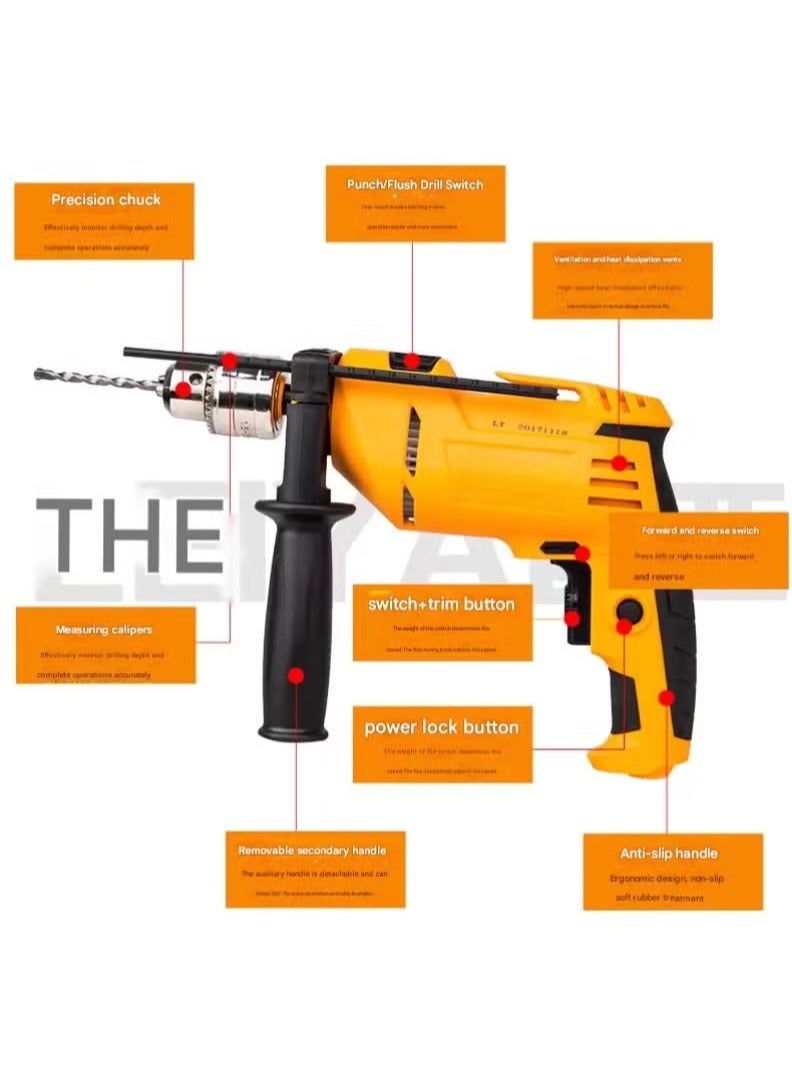 RAYJET 710W Impact Drill – 2-in-1 Electric Hammer & Driver for Wall, Concrete, Wood, Metal - Image 2