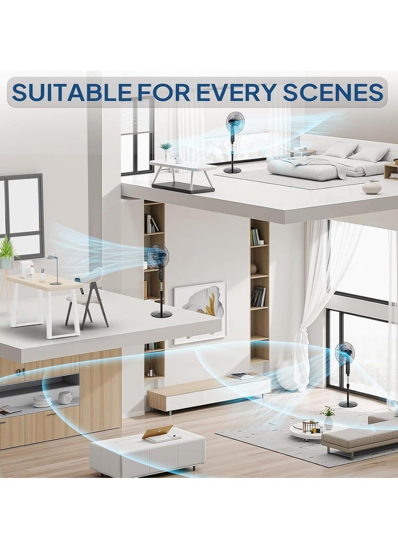 Denx Stand Fan, 60W, 16 Inch, 90° Wide Swing, 3 Adjustable Speeds, 5AS Blade System, Optimal Air Circulation, for Perfect Room Temperature, Sleek Design, Black - Image 1