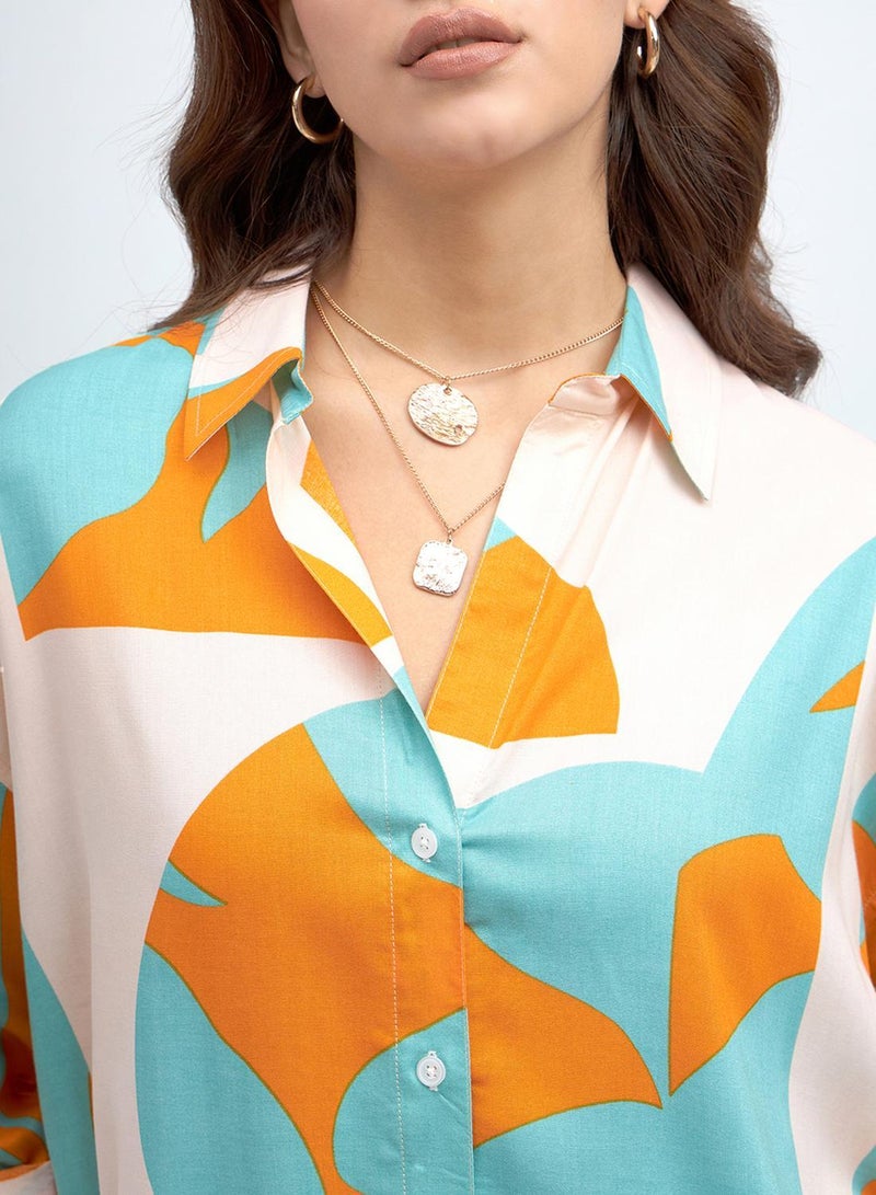 Dennis Lingo Sky Relaxed Fit Printed Shirt for Women - Rayon, Full Sleeves, Shirt Collar, Casual, - Image 5