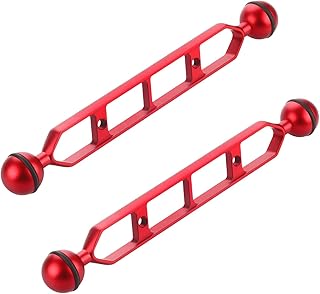 LetonPower Red 9" Double Ball Aluminum Alloy Extension Arm, 1" Ball Head Connector Underwater Arm for Strobe/Video - Image 1