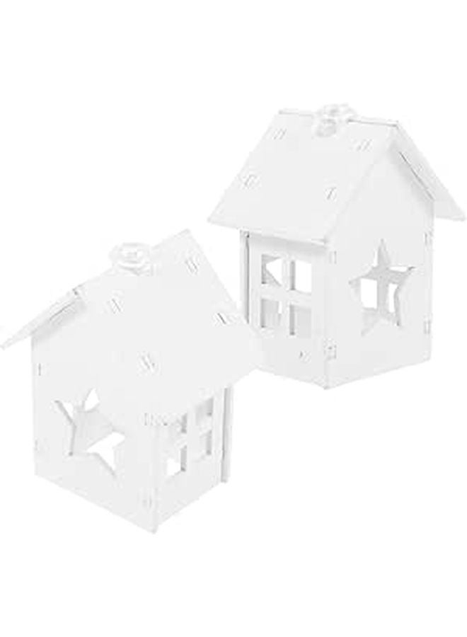 European Mini Cabin Wrought Iron Hut Ornament Home Decor 2 Pieces Set - Image 1