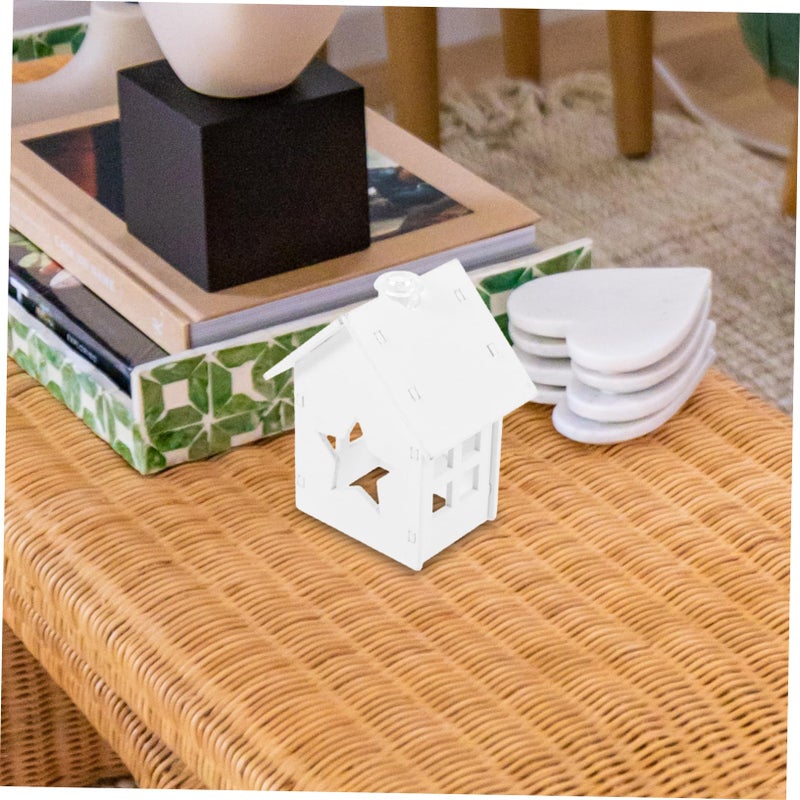 European Mini Cabin Wrought Iron Hut Ornament Home Decor 2 Pieces Set - Image 4