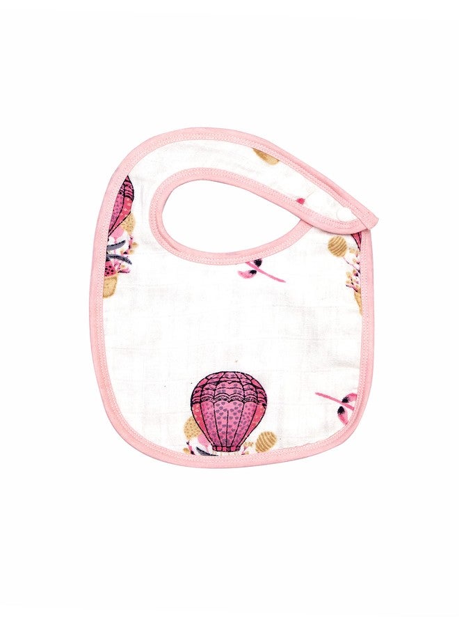 THEONI Organic cotton Muslin Snap Bibs For Newborn Baby (Set of 2) (Cappadocia dream pink) - Image 2