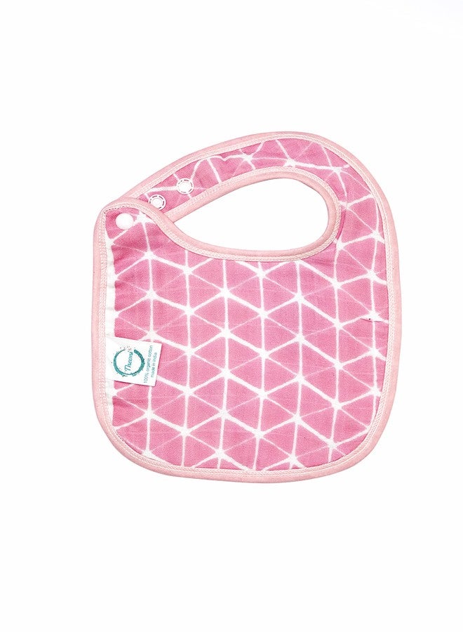 THEONI Organic cotton Muslin Snap Bibs For Newborn Baby (Set of 2) (Cappadocia dream pink) - Image 3