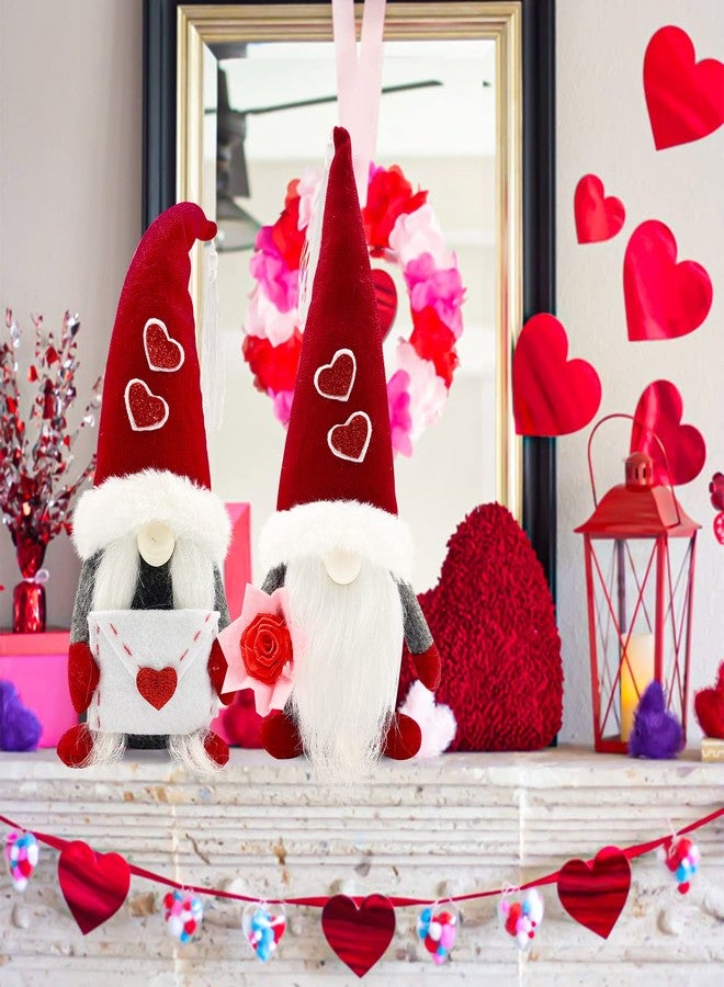 Teeker Valentines Day Decor - Valentines Day Gifts 2pcs Valentine Gnomes for Valentines Day Decoration Home Ornaments Table Decor Valentines Gnomes Plush Decor (Red) - Image 5
