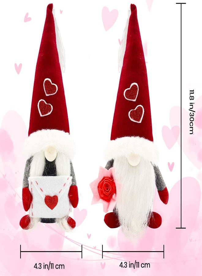 Teeker Valentines Day Decor - Valentines Day Gifts 2pcs Valentine Gnomes for Valentines Day Decoration Home Ornaments Table Decor Valentines Gnomes Plush Decor (Red) - Image 2
