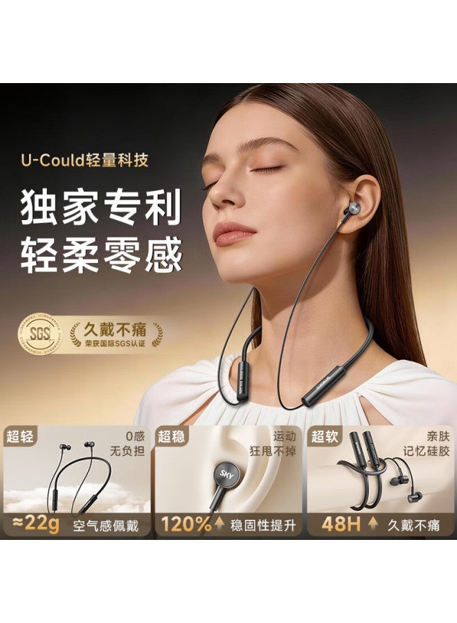 Skyworth W5 Lite Silver Bluetooth Neckband Wireless Sports Earphones Magnetic Neck Hanging Large Battery Long Battery Life Noise Cancelling Running Headphones