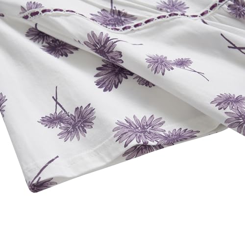 Keyocean Nightgowns for Women, Soft Cotton Comfy Lightweight Short Sleeves Ladies Nightdress, Purple Danderlion, X-Large - Image 4