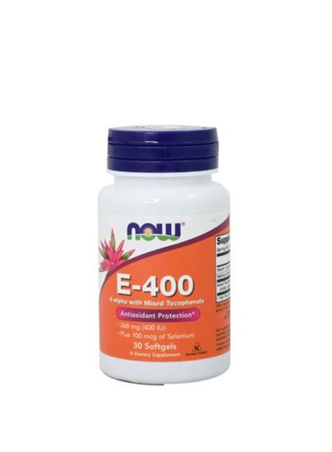 now E-400 D-Alpha with Mixed Tocopherols Antioxidant Protection 30 Softgel