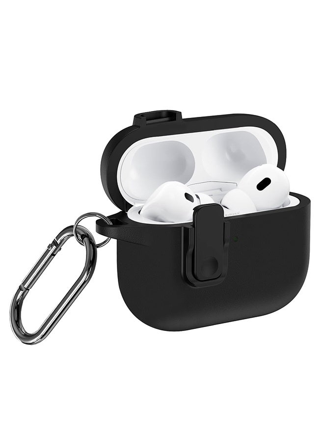 CATANES Leather Case for AirPods Pro 3 - with Secure Snap Lid and Keychain Loop - Black - Image 1