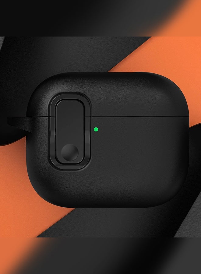 CATANES Leather Case for AirPods Pro 3 - with Secure Snap Lid and Keychain Loop - Black - Image 2