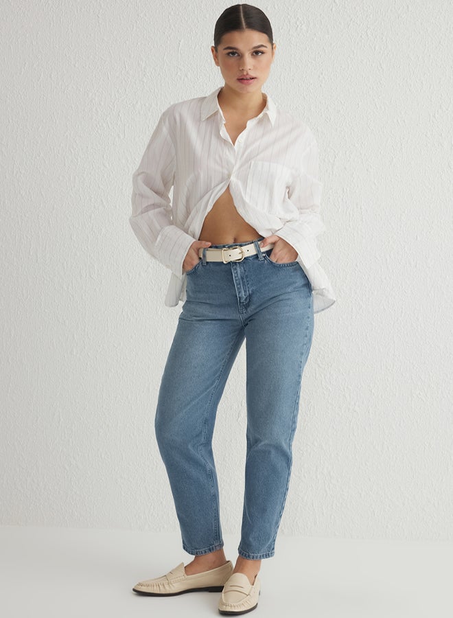 trendyol Blue Regular Waist Mom Jeans - Image 5
