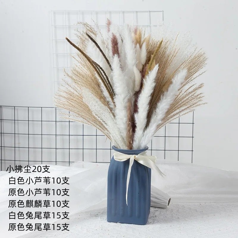Bluejw Dried Artificial Flowers Natural Mixed Bouquet: Bunny Tails, Horsetail Whisk, Pampas Grass for Home Wedding Decoration, Dried Plants Included - Image 5