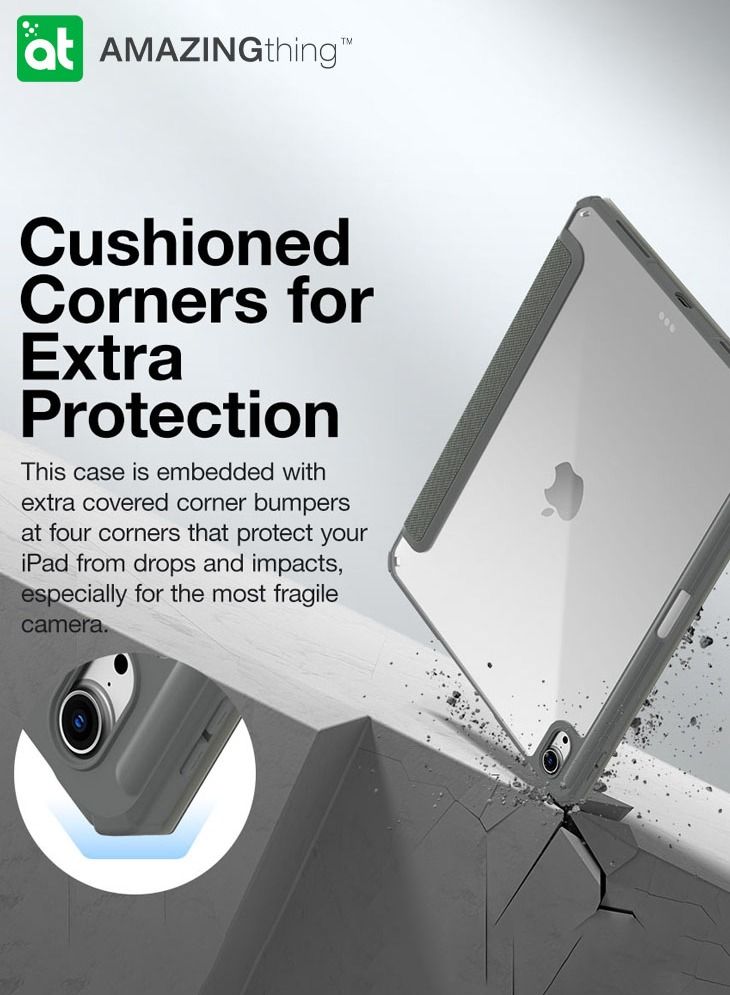 AMAZINGthing جراب Titan Pro لجهاز iPad الجيل العاشر (2022) مقاس 10.9 بوصة مع فتحة لتخزين القلم - رمادي - Image 2