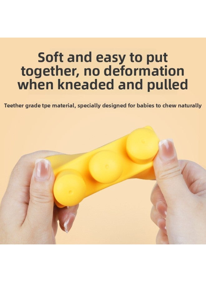 Children's Soft Rubber Building Blocks Maternal And Infant Puzzle And Brain Toys Large Particle Varied Assembled Building Blocks Baby Men And Women DIY-Color:Large Particles Can Bite 37 Pieces (with Car) + Yellow Duckling Storage Bucket  - Image 3