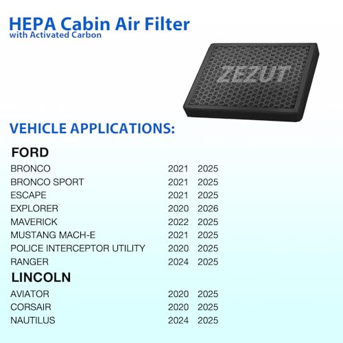 ZEZUT Cabin Air Filter, for Ford Bronco Sport (21-25), Escape (20-25), Explorer (20-26), Maverick & Lincoln Aviator (20-25), Corsair (CF12772) - Image 2