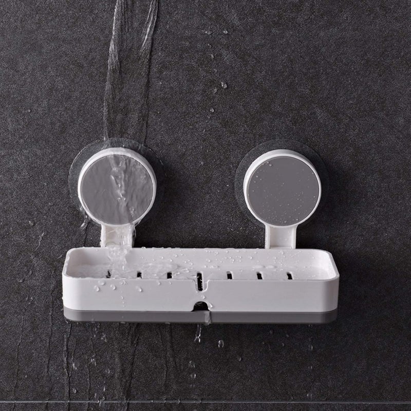 iSTAR ABS Plastic and Stainless Steel Wall Mounted Towel Holder with Double Soap Dish | No Drill Bathroom Accessories | Self Adhesive Towel Rod and Soap Stand for Home, Hotel, Kitchen, Washroom(White) - Image 3