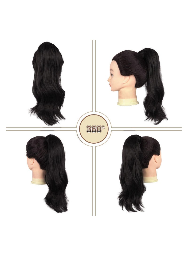 إستيل وصلة ذيل حصان مجعد 15 بوصة مقاومة للحرارة من الشعر الصناعي المتموج الطبيعي قطعة ملفوفة حول وصلات شعر ذيل الحصان للنساء بني داكن مجعد - Image 4