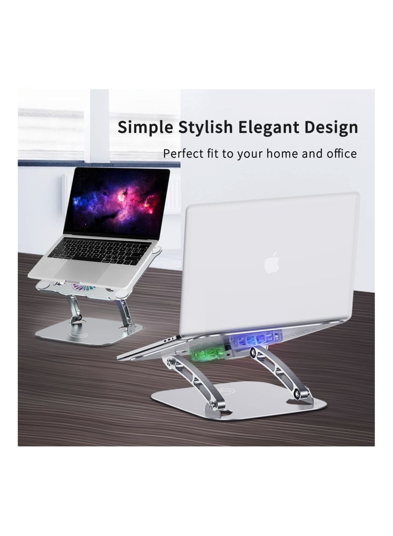 Aluminum Height Adjustable Laptop Cooling Pad Stand with Double Fan for Office Desk, Computer Riser Mount Cooler Compatible with MacBook Pro Air Dell Alienwar(grey) - Image 5