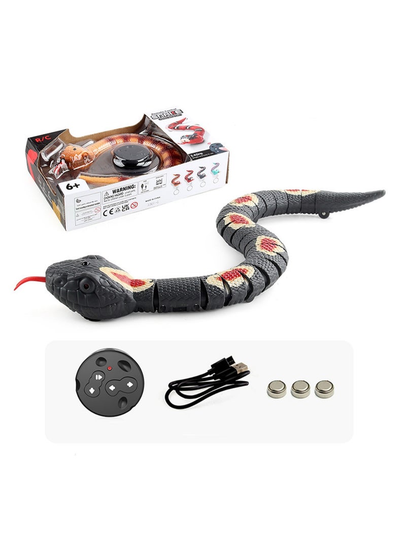 خدعة مضحكة جديدة وغريبة للأطفال للتحكم عن بعد على شكل ثعبان إلكتروني للحيوانات الأليفة تعمل بالأشعة تحت الحمراء ومحاكاة لعبة كهربائية (الأفعى الجرسية الرمادية)
