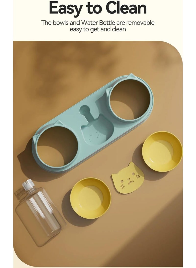 وعاء طعام أوتوماتيكي للقطط والكلاب مع نافورة مياه – وعاء مزدوج للطعام والشراب مع حامل ثابت للحيوانات الأليفة - Image 3