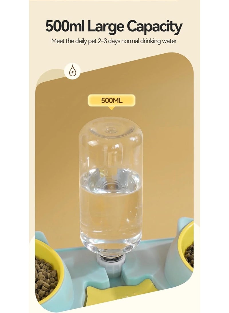 Automatic Pet Food Bowl for Cats and Dogs with Water Fountain – Dual Feeding and Drinking Bowl with Stable Stand