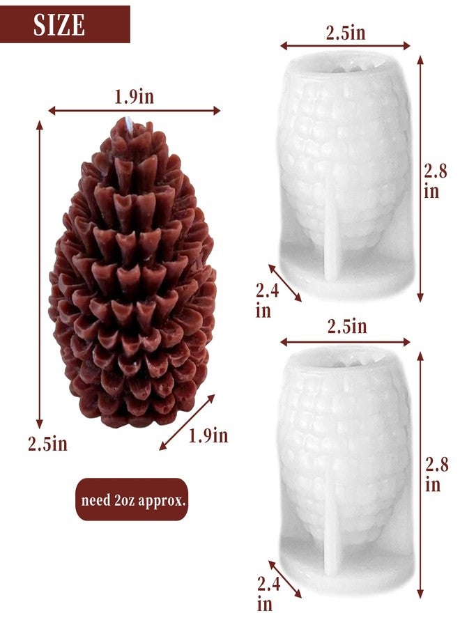 Wehous 2PCS Pine Cone Silicone Candle Mold, 3D Christmas Pinecone Shape Resin Candle Mold, Ornament Mold for Candle Soap Wax Epoxy Resin Casting Polymer Clay Fondant Chocolate Cake Gift Home Decor - Image 3