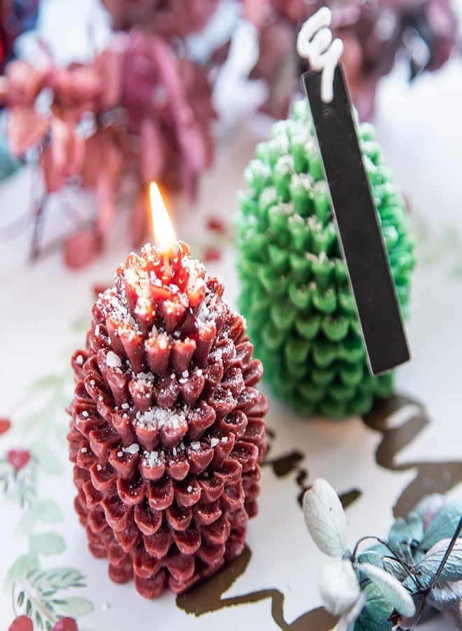 Wehous 2PCS Pine Cone Silicone Candle Mold, 3D Christmas Pinecone Shape Resin Candle Mold, Ornament Mold for Candle Soap Wax Epoxy Resin Casting Polymer Clay Fondant Chocolate Cake Gift Home Decor - Image 2
