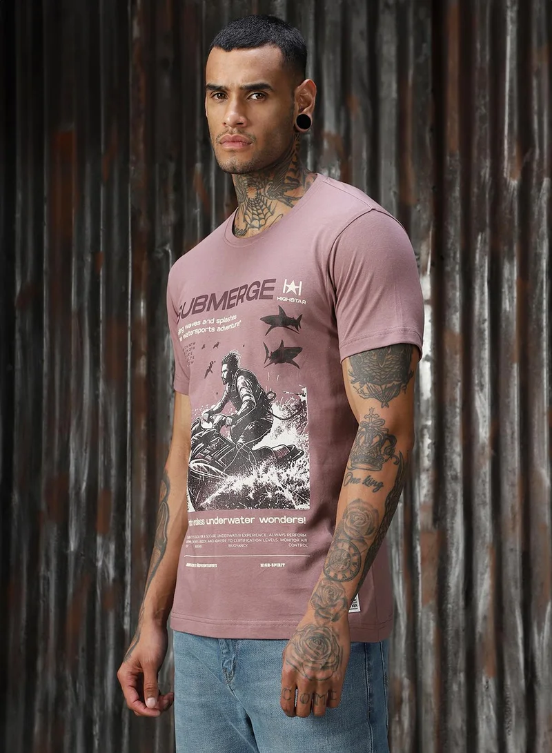 هاي ستار Mauve T-Shirt For Men
