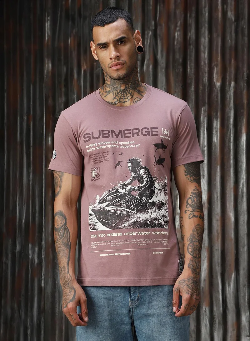 HIGH STAR  Mauve T-Shirt For Men for Men | Best Price UAE