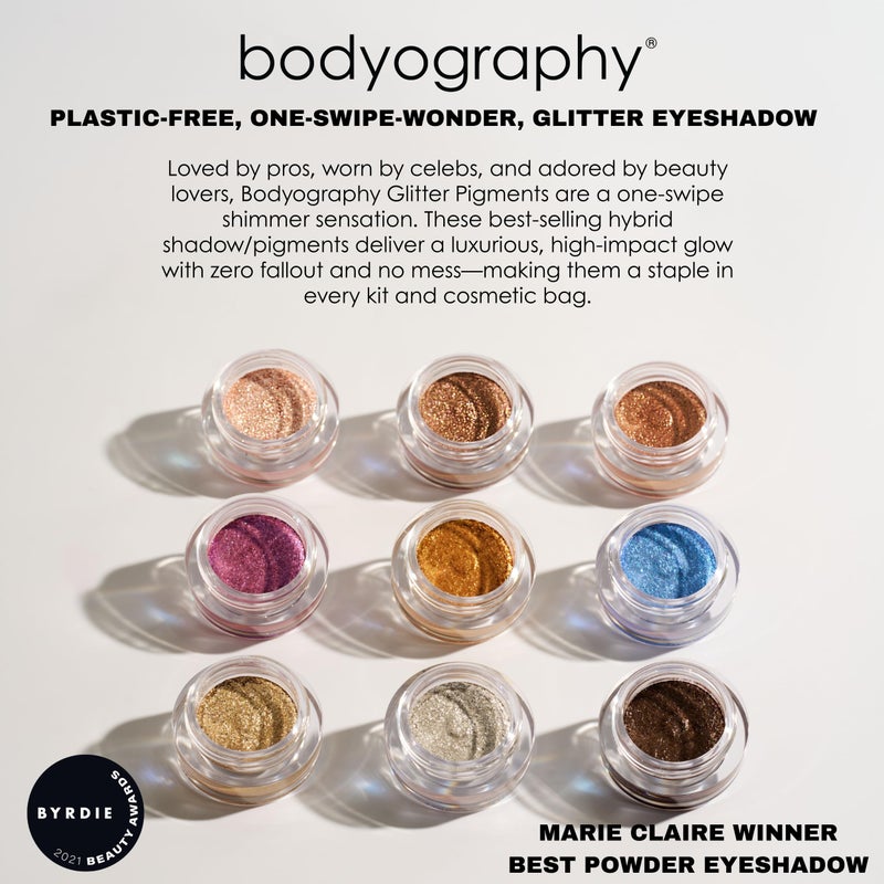 Bodyography Glitter Pigment Eye Shadow | Long Wear Shimmer Eyeshadow | Vegan, Talc & Paraben Free | Cream Powder Formula | Bubbly (Yellow Gold) 1.5 g - Image 2