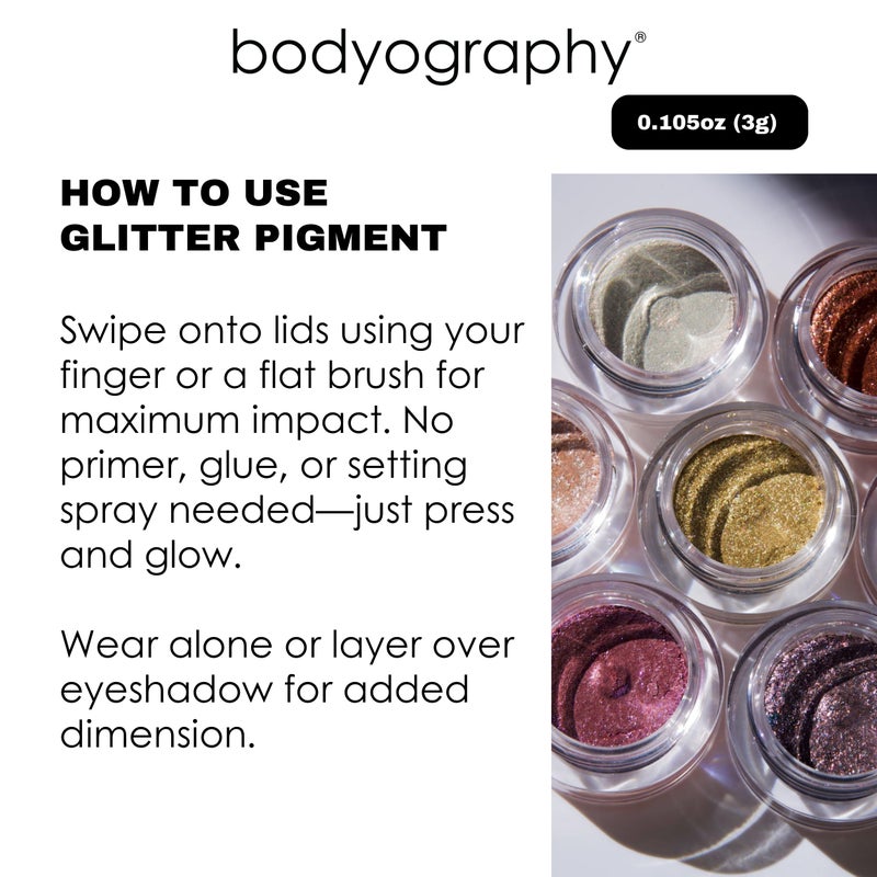 Bodyography Glitter Pigment Eye Shadow | Long Wear Shimmer Eyeshadow | Vegan, Talc & Paraben Free | Cream Powder Formula | Bubbly (Yellow Gold) 1.5 g - Image 4