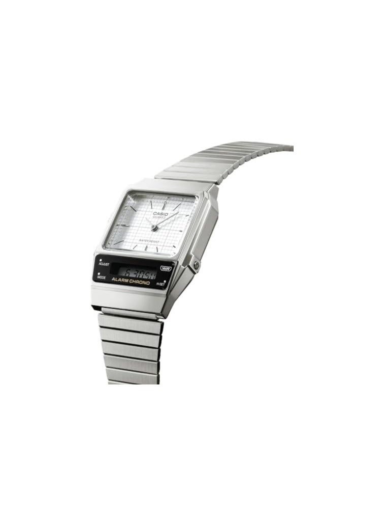 كاسيو ساعة كاسيو AQ-800E-7ADF للرجال، رسمية، مينا بيضاء، سوار فضي - Image 2