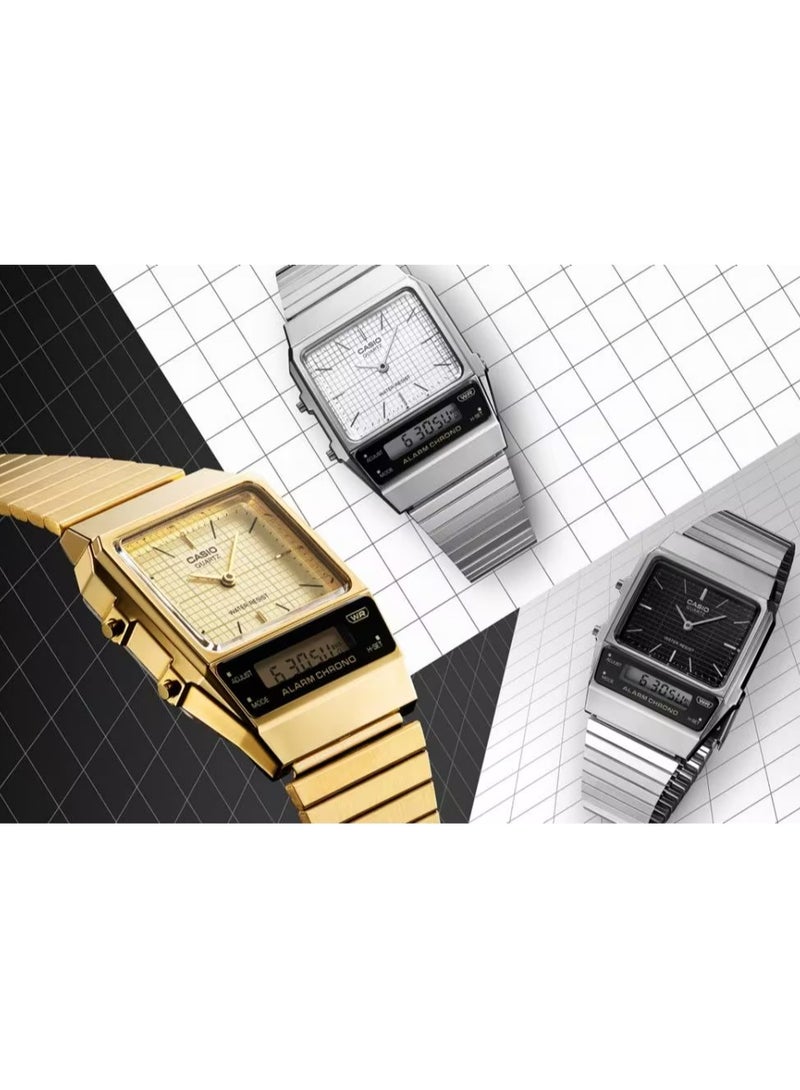 كاسيو ساعة كاسيو AQ-800E-7ADF للرجال، رسمية، مينا بيضاء، سوار فضي - Image 4