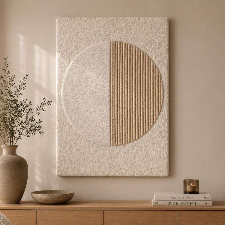 Pan Home Uptone Hand Tufted Wool Wall Art 80x120cm - Ivory - 191TRY9900117 - Image 1