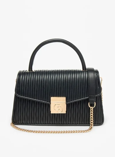 سيليست Textured Satchel Bag with Magnetic Closure and Grab Handle