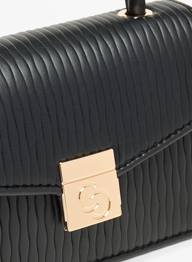 سيليست Textured Satchel Bag with Magnetic Closure and Grab Handle