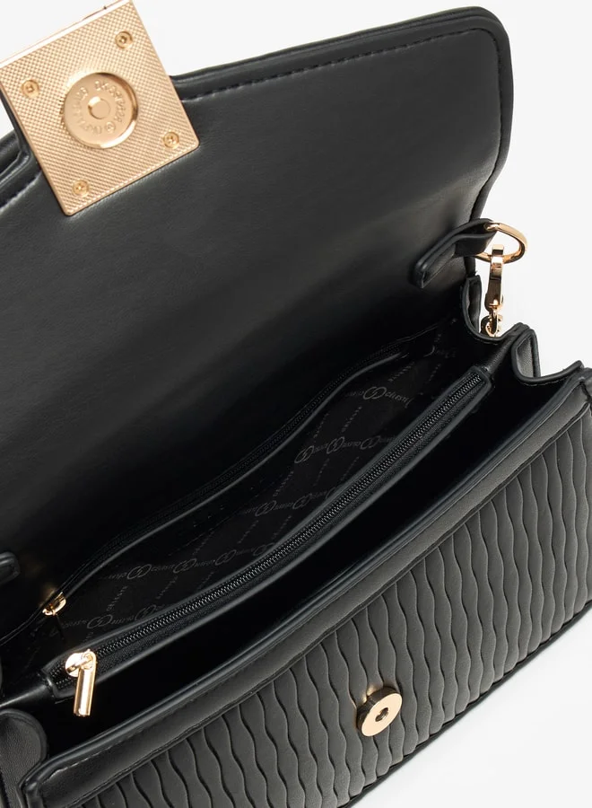 سيليست Textured Satchel Bag with Magnetic Closure and Grab Handle